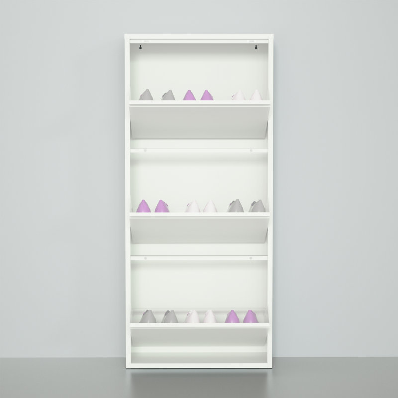 Metal Shoe Rack 3 Drawers, White