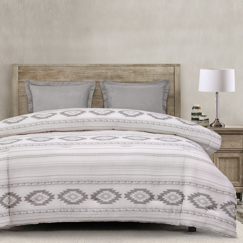 Twin White Cotton Reversible Comforter Set