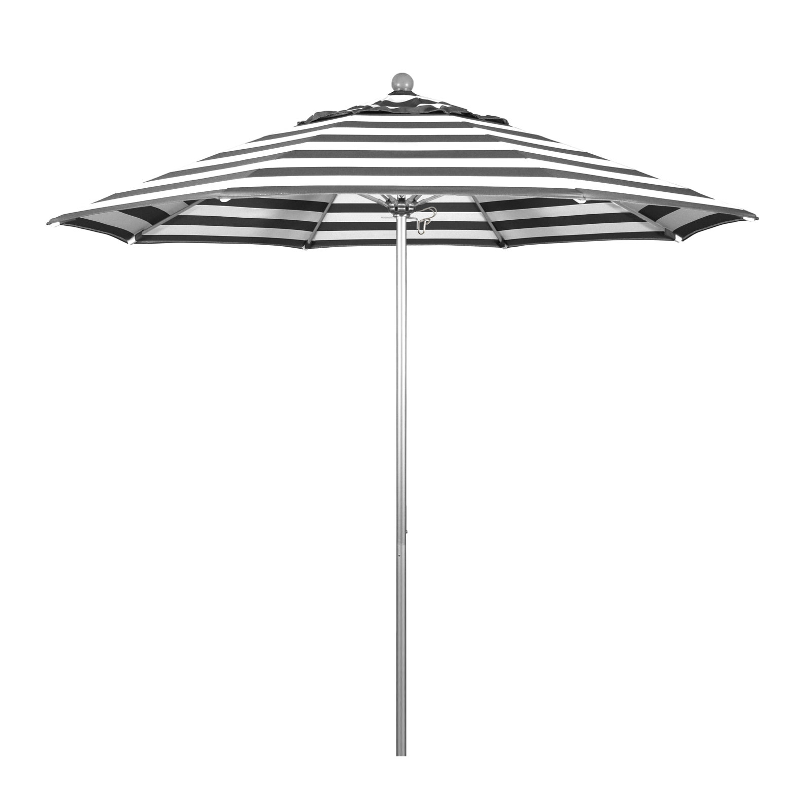 Maria 9' Sunbrella® Umbrella, Silver, Cabana Classic Black Stripe Sunbrella®