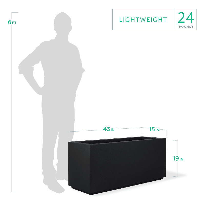 Milan Tall Polymer Box, 19" H x 43" W x 15" D, Black Granite