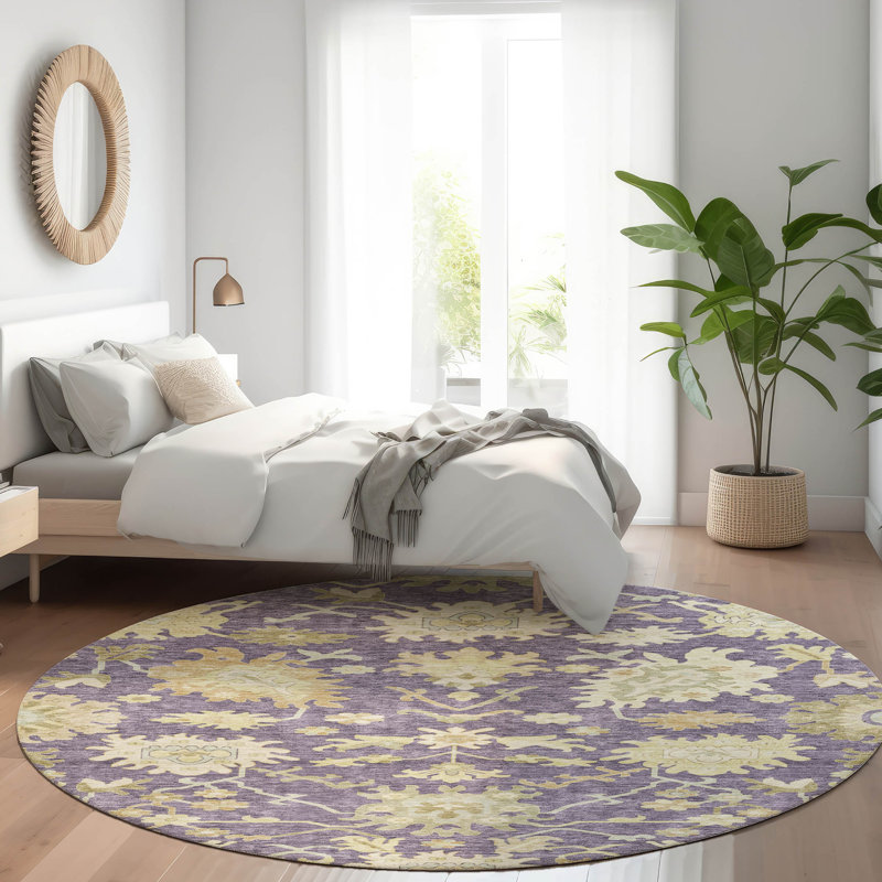Louis Purple Washable Indoor-Outdoor Rug - , 8' x 8'