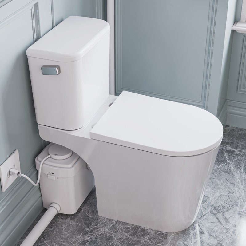 Nesso Rear Outlet Macerating 2-Piece 1.6 GPF Single Flush Elongated Upflush Toilet With 0.8 HP Macerating Pump In White