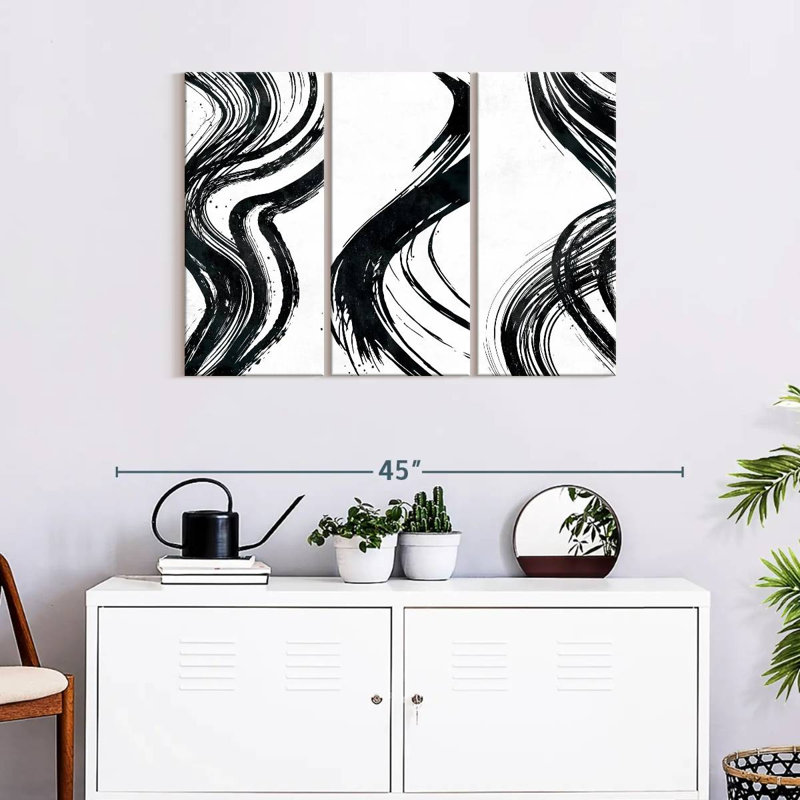 Impression sur toile Wispy Black Brush Strokes, H 38 po x l 24 po x P 1,25 po