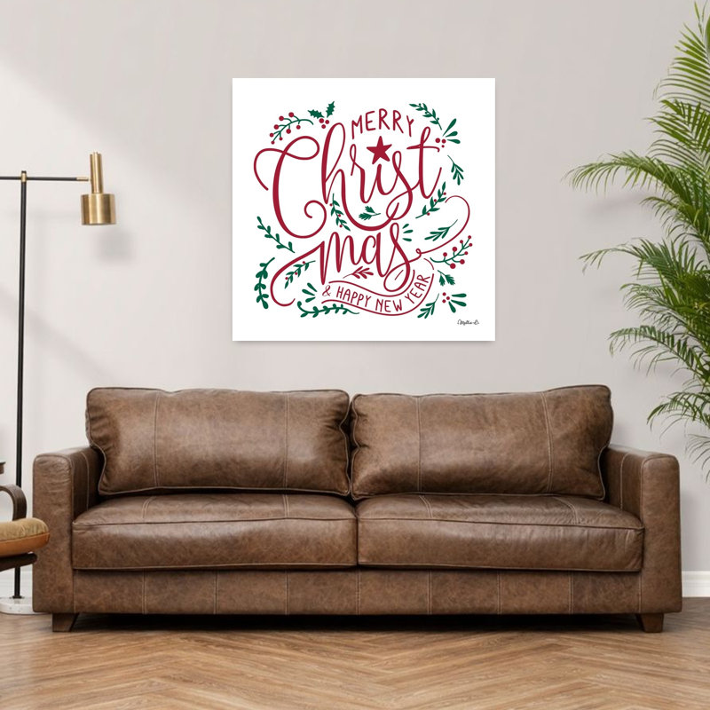 «Merry Christ-Mas I», art contemporain hivernal, H 36 po x l 36 po