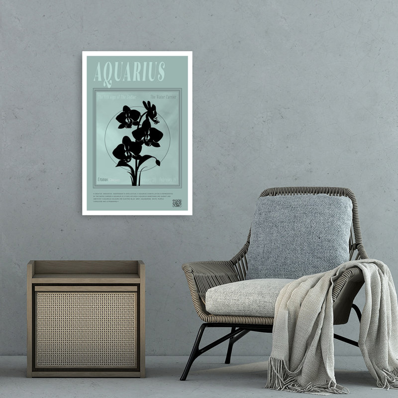 Aquarius Orchid Zodiac Abstract Contemporary Orchid Flower Landscape Wall Art Print 1 Piece Wrapped Canvas Wall Art