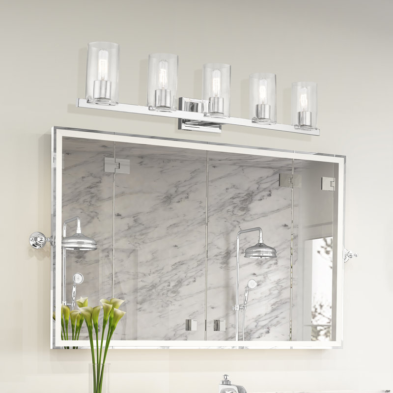 Éclairage de salle de bain à intensité variable 5 lumières Aruther, Chrome poli