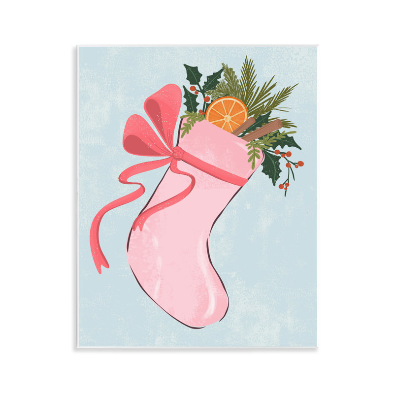 Chaussette de Noël rose, art giclée par Nikita Jariwala