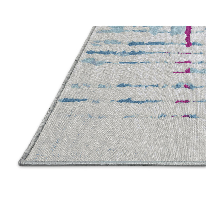 Tapis bleu lavable à la machine, Carré 6 pi