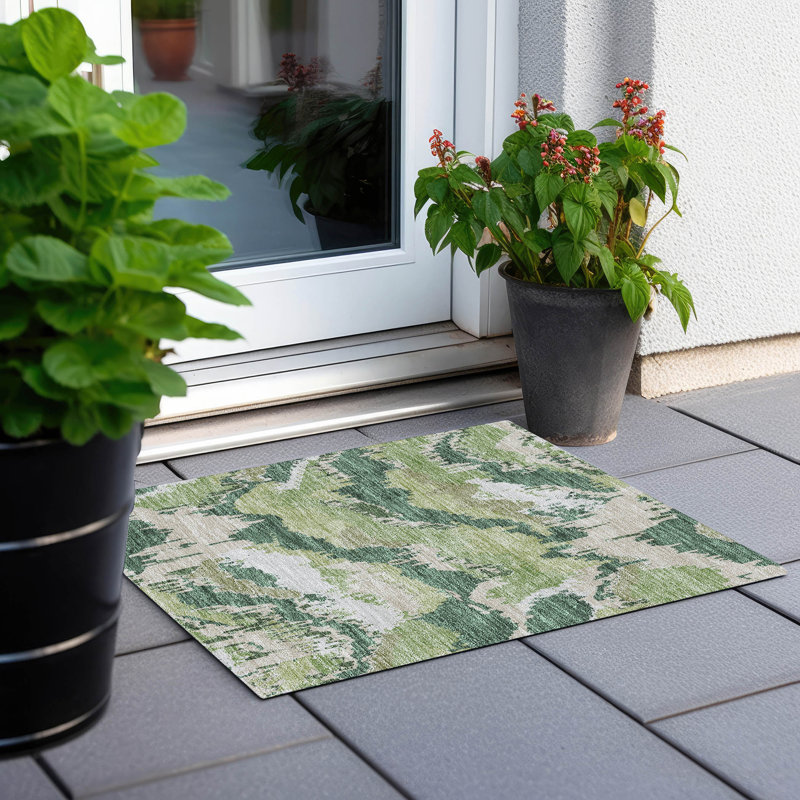 Malek Washable Abstract Indoor / Outdoor Rug, Rectangle 1'8" x 2'6"