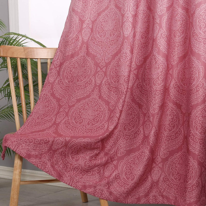 Ombre Blackout Curtains For Bedroom - Damask Patterned Thermal Insulated Energy Saving Grommet Curtains For Living Room, Set Of 2 Gradient Window Curtain Panels, 52 X 84 Inches Long
