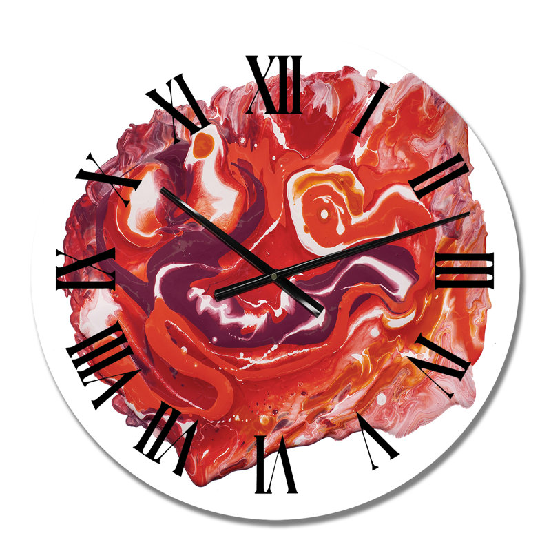 Red Vibrant Marble Universe - Horloge murale moderne, Petit