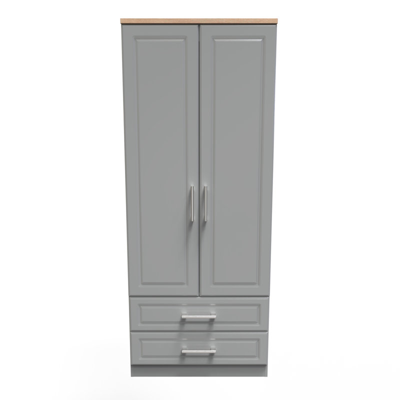 Fully Assembled 3 Door Wardrobe, Grey/Oak