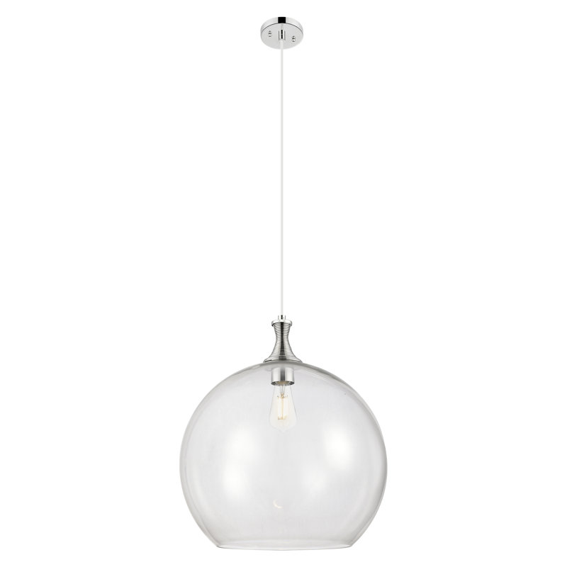 Downtown Urban - Wolford - Luminaire suspendu en métal 1 lumière 14 po, Clair, Nickel poli
