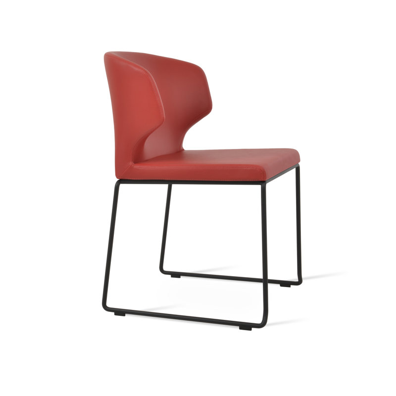 Chaise empilable Amed, Similicuir bleu, Noir