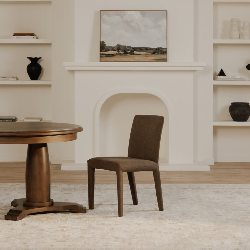 Brandie Dining Chair With Performance Fabric, Brown Performance Canvas