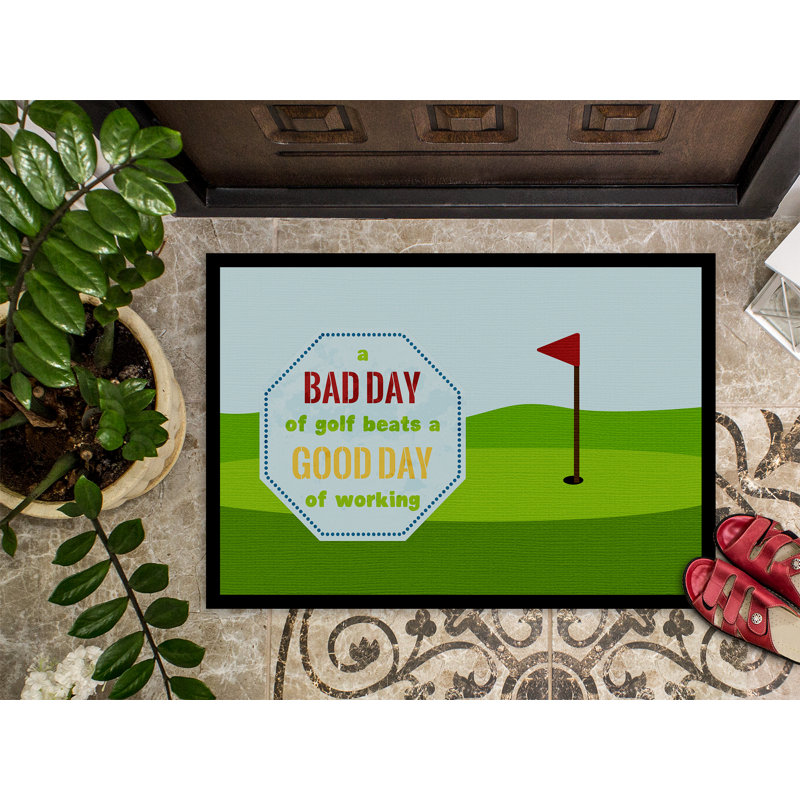 Tapis d'entrée / extérieur antidérapant Storrs A Bad Day at Golf, Rectangle 2 pi x 3 pi