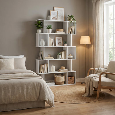 Minimalist 5-Tier Open Bookshelf, Heavy-Duty Cubby Storage with Anti-Tip Kit