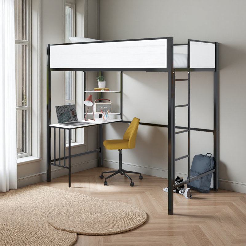 Loft Bed With Desk & Shelves, Twin