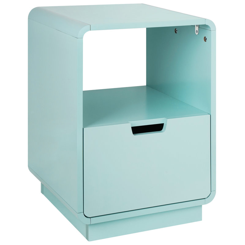 Table de bout avec tiroir et rangement 22,8 po, bleu menthe, Bleu menthe