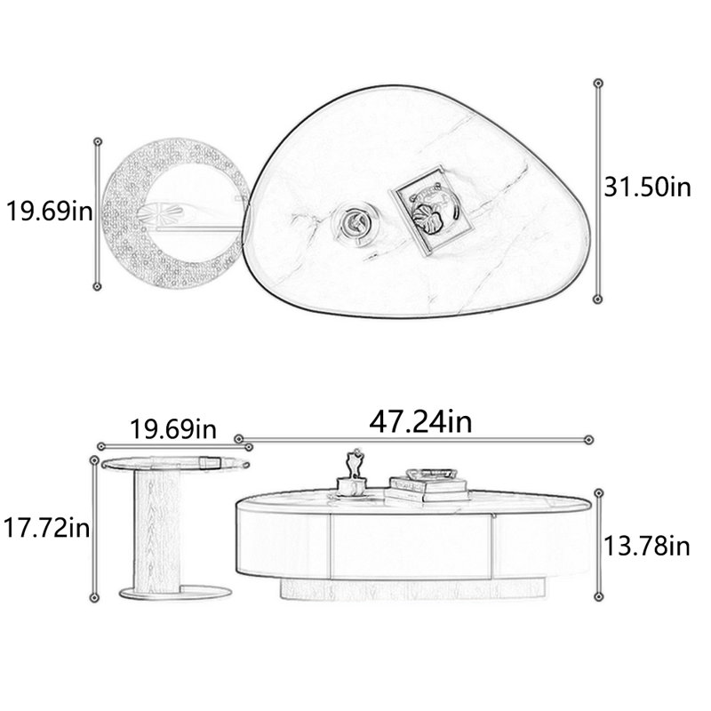 Marble creative multi-functional tea table