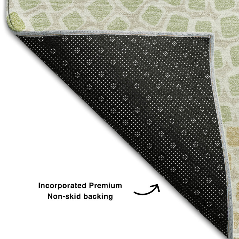 Premium Machine Washable Prisco Aloe Rug, Round 8'