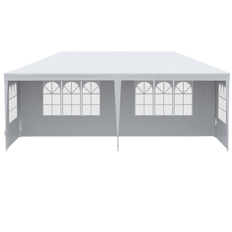 Outsunny 10' X 20' Large Party Tent, Events Shelter Canopy Gazebo With 4 Removable Side Walls, Shade Shelter For Weddings, White