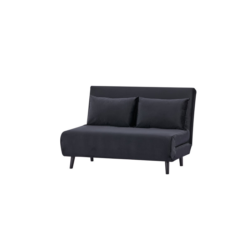 Aljoharah Queen 121cm Velvet Futon And Mattress, Black