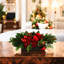 Evergreen and Hydrangea Holiday Centerpiece with Ribbon