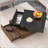 Multi-functional Square 360°Rotating Coffee Table with 2 Drawers, High Gloss 2-Tier Centre Table for Living Room