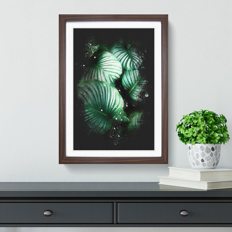 Gathered Green Plant Leaves - Framed Print, 33cm H x 24cm W x 2cm D, Walnut Framed