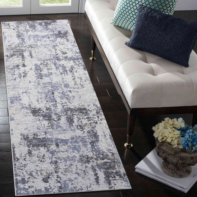 Collection Denim Abstract Runner Rug, Runner 2'2" x 8'