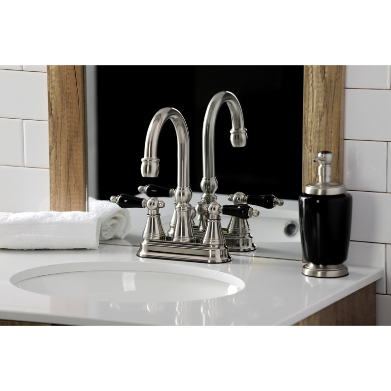 Robinet pour salle de bain avec ensemble de drain central à Duchess, Nickel brossé