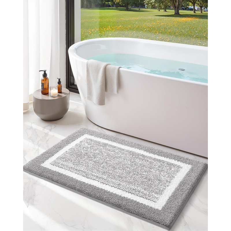 Ayleigh Non-Slip Bath Rug, Light Gray, Single - 24" L x 16" W