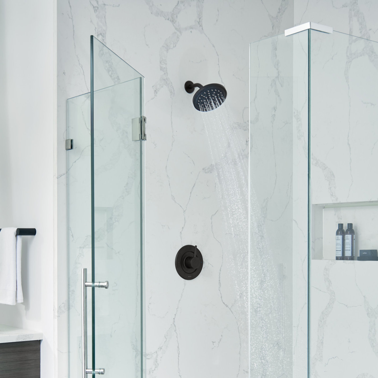Align Posi-Temp Shower Arm with Valve Trim, Matte Black