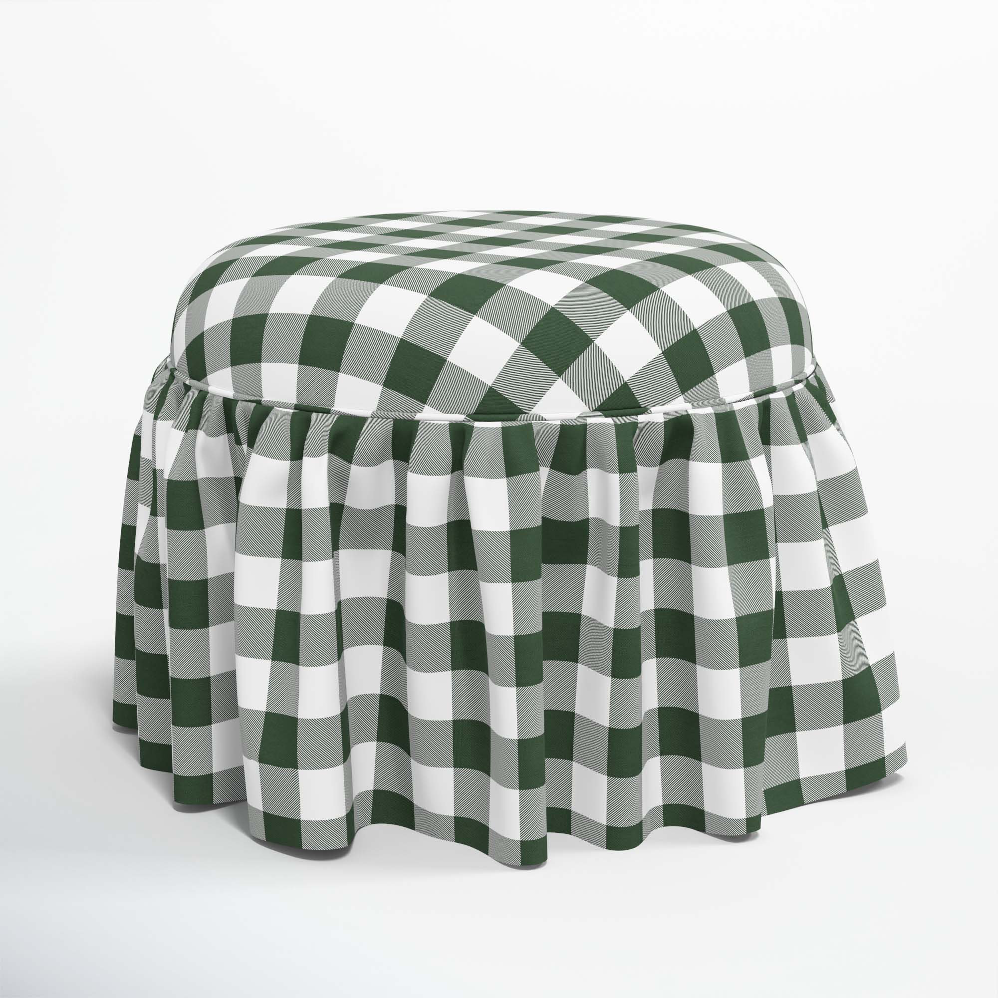 Jebb Upholstered Ottoman, Classic Gingham Evergreen