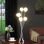 Lampe de table - globe en acrylique à 6 lumières 27,5 po, DEL en aluminium, finition chrome argenté chéranthe, cadre en métal