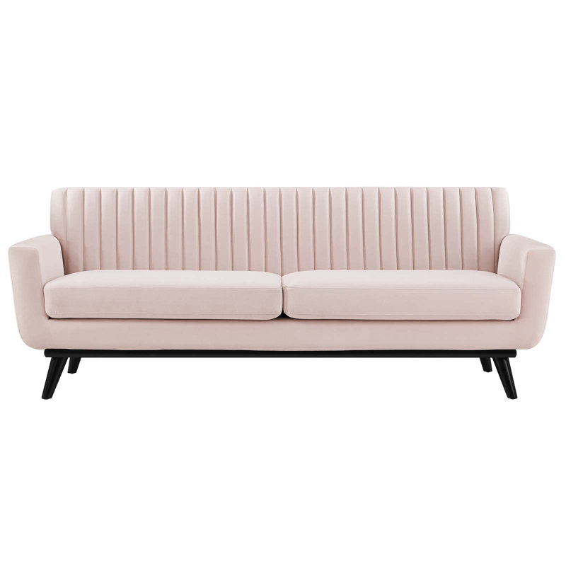 Engage Channel Tufted Fabric Sofa, Pink