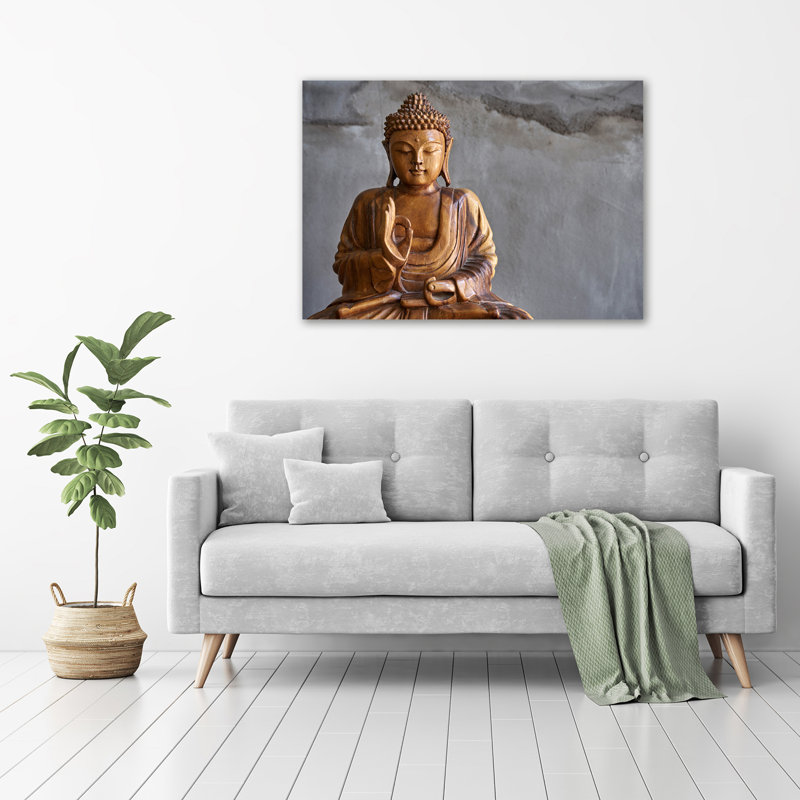 Wooden Buddha - Wrapped Canvas Print