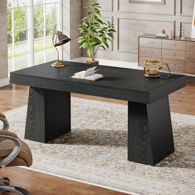 Wolbach 55 Inches Executive Desk with Double Trapezoid Base by Millwood Pines