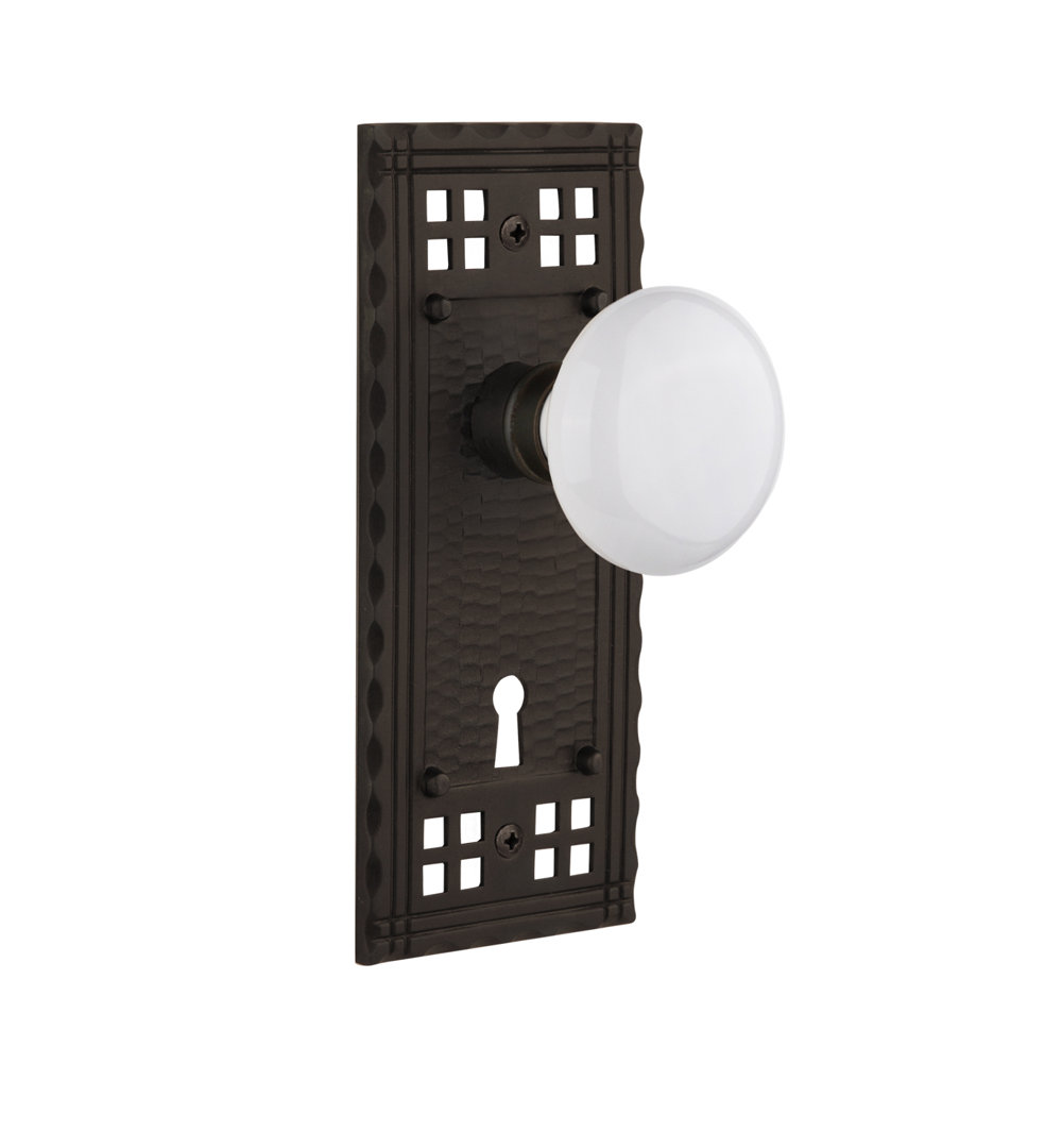 Craftsman Plate with Decorative Keyhole and White Porcelain Door Knob Nostalgic Warehouse