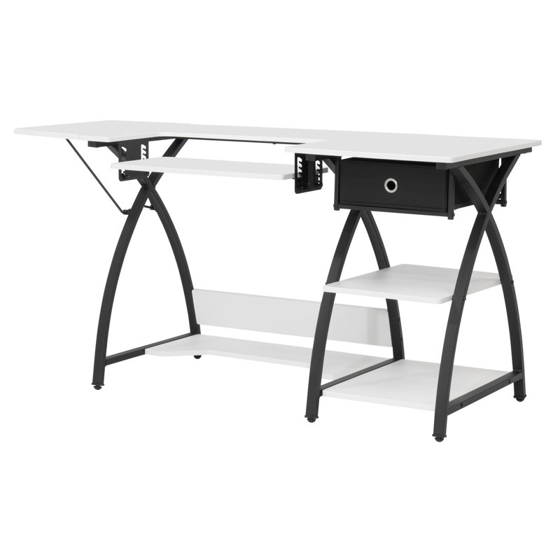 Comet Plus Adjustable Black and White Hobby Desk with Storage