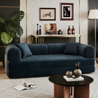Compression Sofa, Convertible Floor Sofa Bed With Pillow Back Support, Comfy Futon Couch Sleeper, Corduroy Fabric, For Living Room And Bedroom