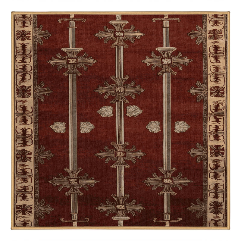 Tapis brun français lavable à la machine, Carré 7 pi