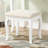 Wood Make-Up Vanity Table And Stool In White - 5 Drawers For Accessories & Adjustable Oval Frame Mirror Seat Cosmetics Jewels