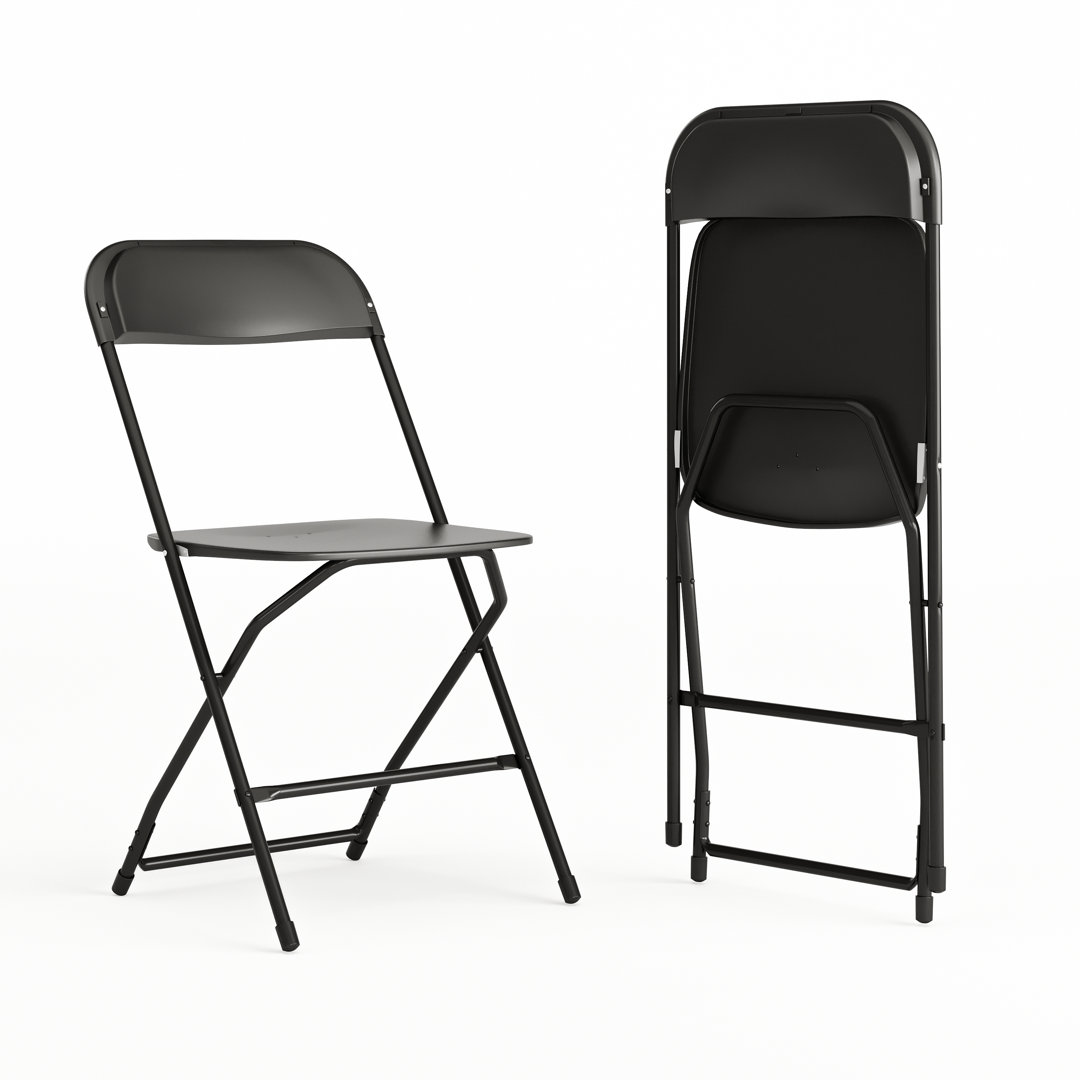 Hercules Series Plastic Folding Chair - 650LB Weight Capacity (Set of 2) Inbox Zero Color: Black