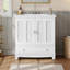 Meuble-lavabo de 30 po avec lavabo en céramique, meuble-lavabo à cadre en bois massif avec tablette réglable, tiroir avec cloison, pieds en bois massif