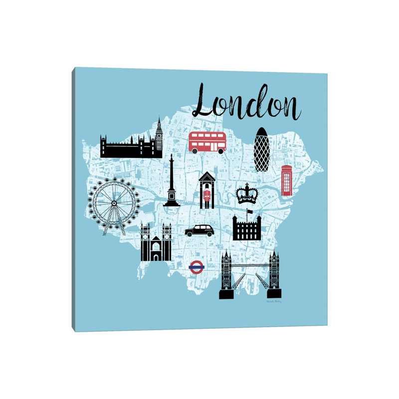 City Graphic Map - London by Amanda Murray - Wrapped Canvas Print, 66.04 cm H x 66.04 cm W x 1.91 cm D