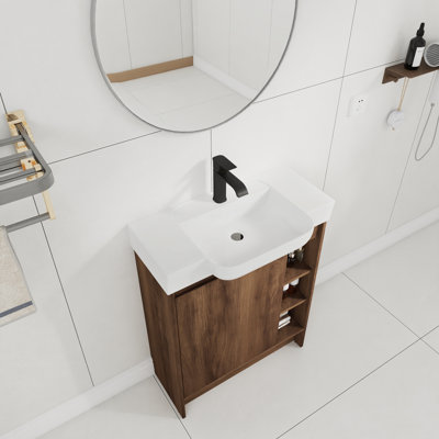 Larnby 28'' Freestanding Single Bathroom Vanity With Ceramic Vanity Top, 28''Single Bathroom Vanity Set With Ceramic sink