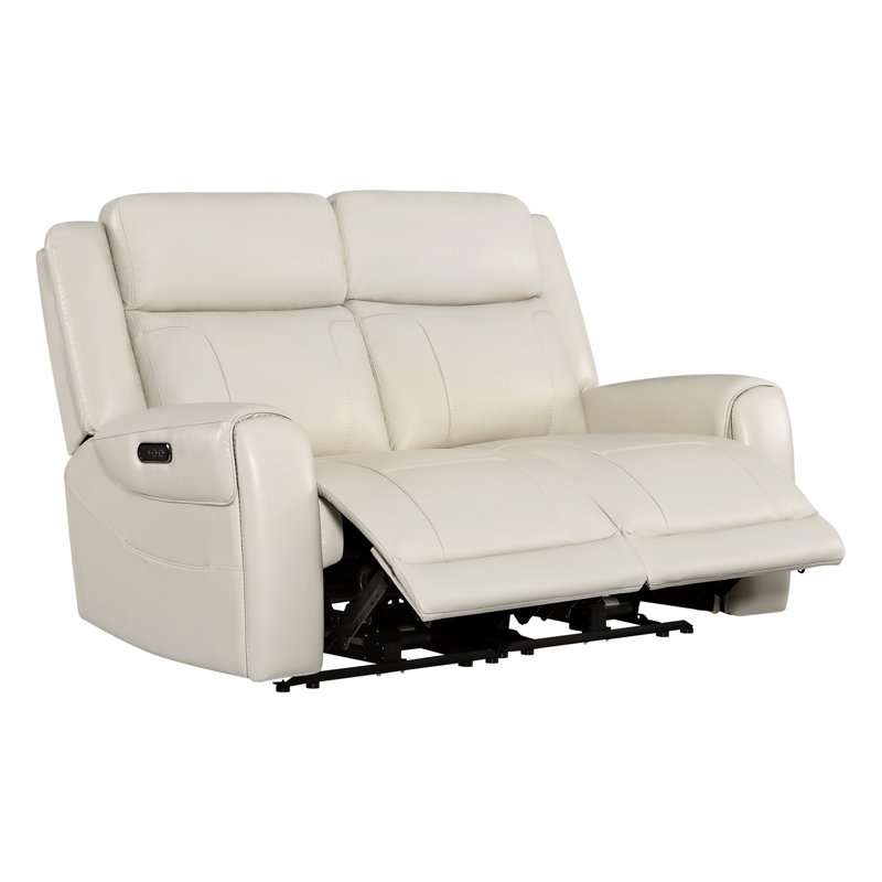 Canapé inclinable électrique en cuir Winslow, Crème, crème