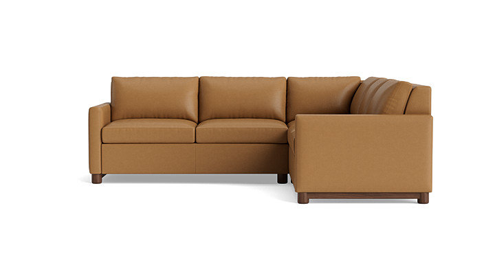 Reve Leather Sleeper Sectional (112" x 95"), Corner On Right, Leather - Butterscotch